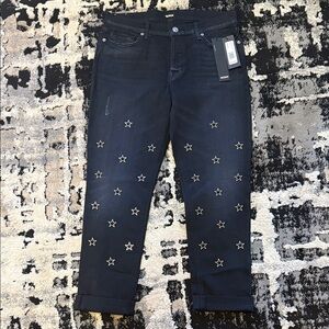 Hudson Jeans Black Star Embellished Cropped Jeans